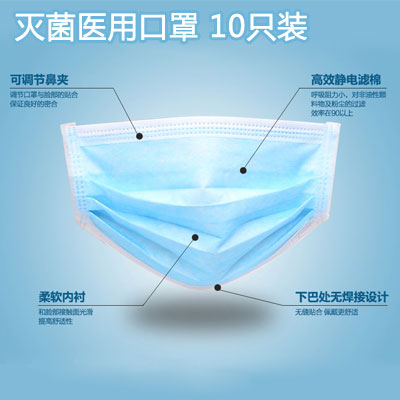 灭菌医用口罩  10只装